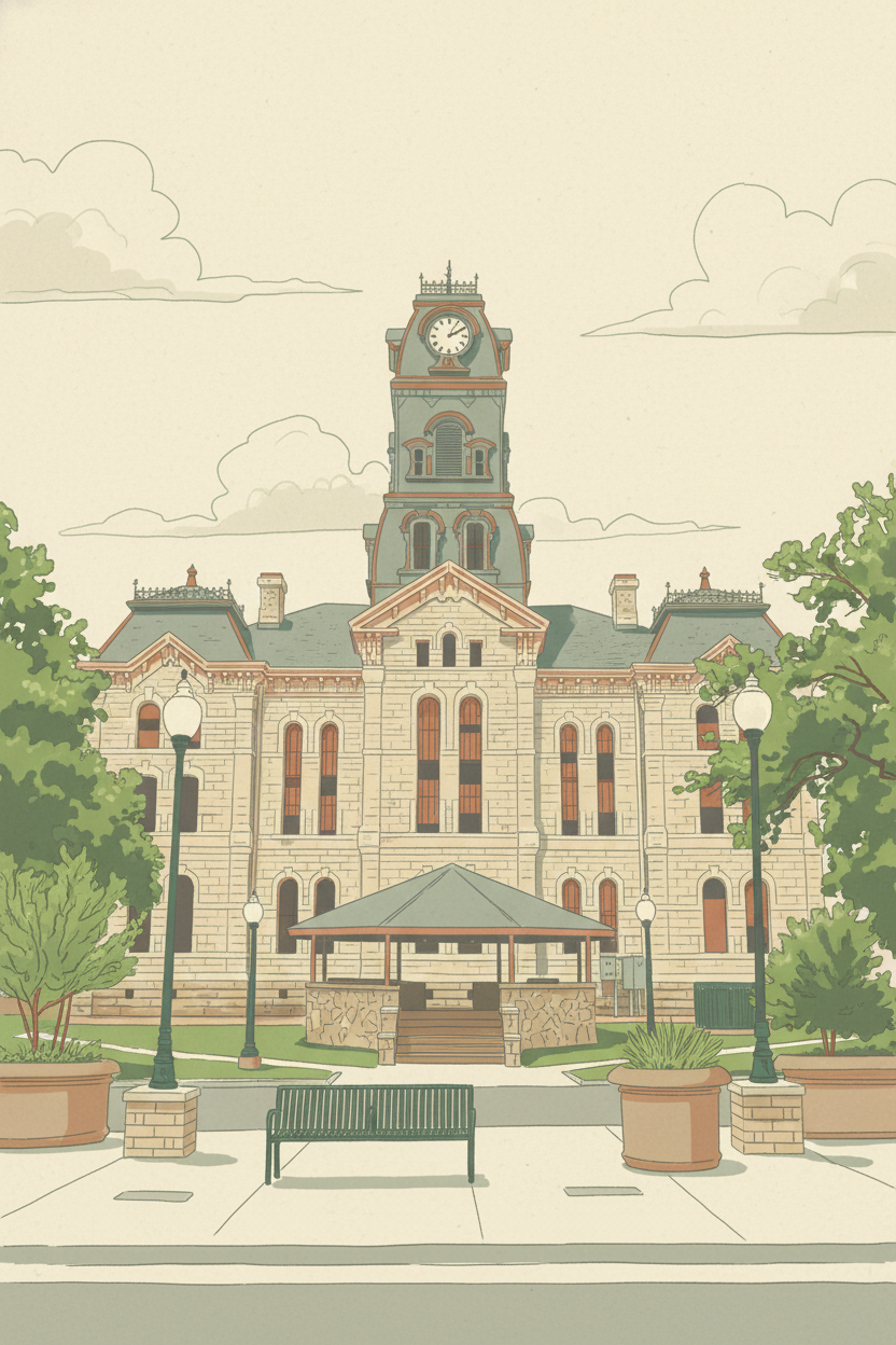 Historic Granbury courthouse square in Hood County, Texas